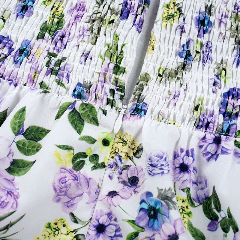 Women summer French printed slit Strap Dress 21