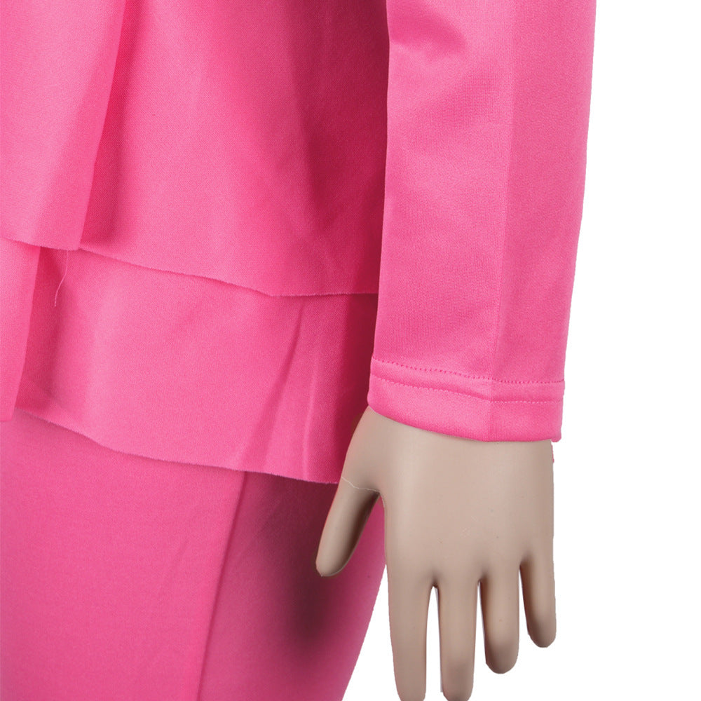 Sexy Women's Solid Color V-Neck Two-Piece Pants Set 33