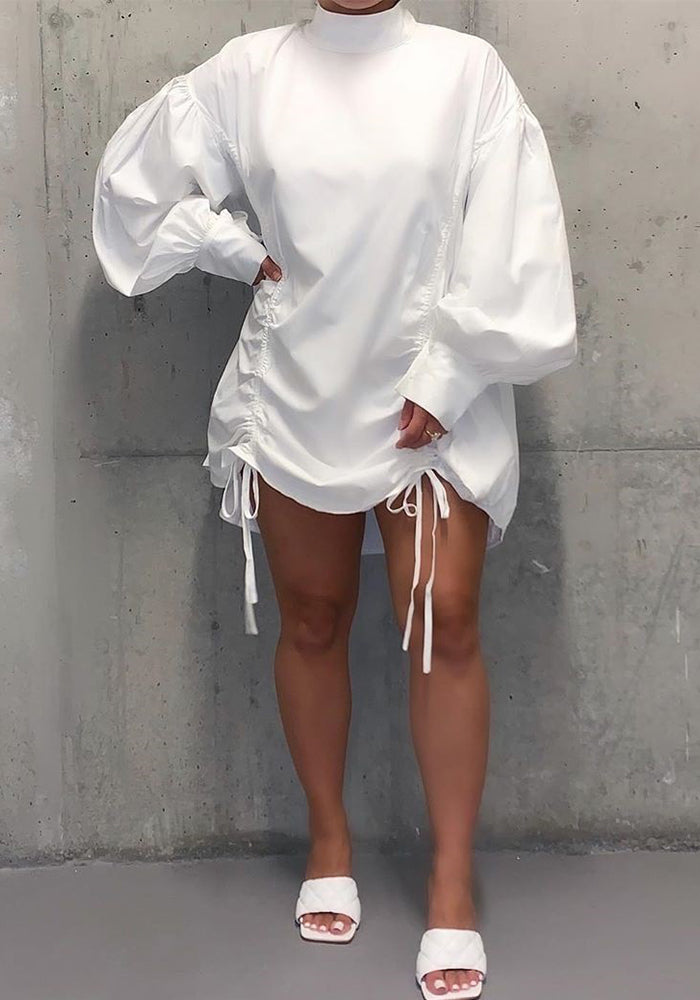 Women Stand Collar Shirt Dress