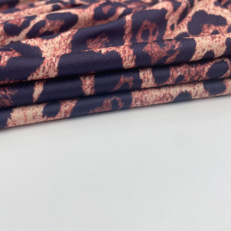 Women's Spring Leopard Print Round Neck Pleated Slim Sexy Low-Back Dress 17