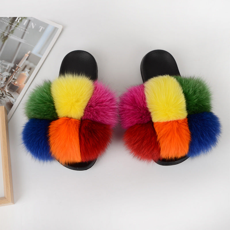 Women Multi-Color Furry Slippers 5