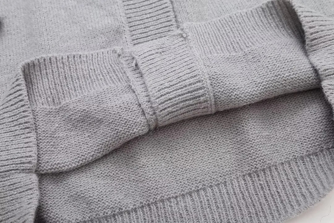 Women's Furry Patchwork Long Sleeve Button Knitting Cardigan 32