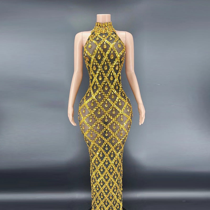 Plus Size Women rhinestone dress 36