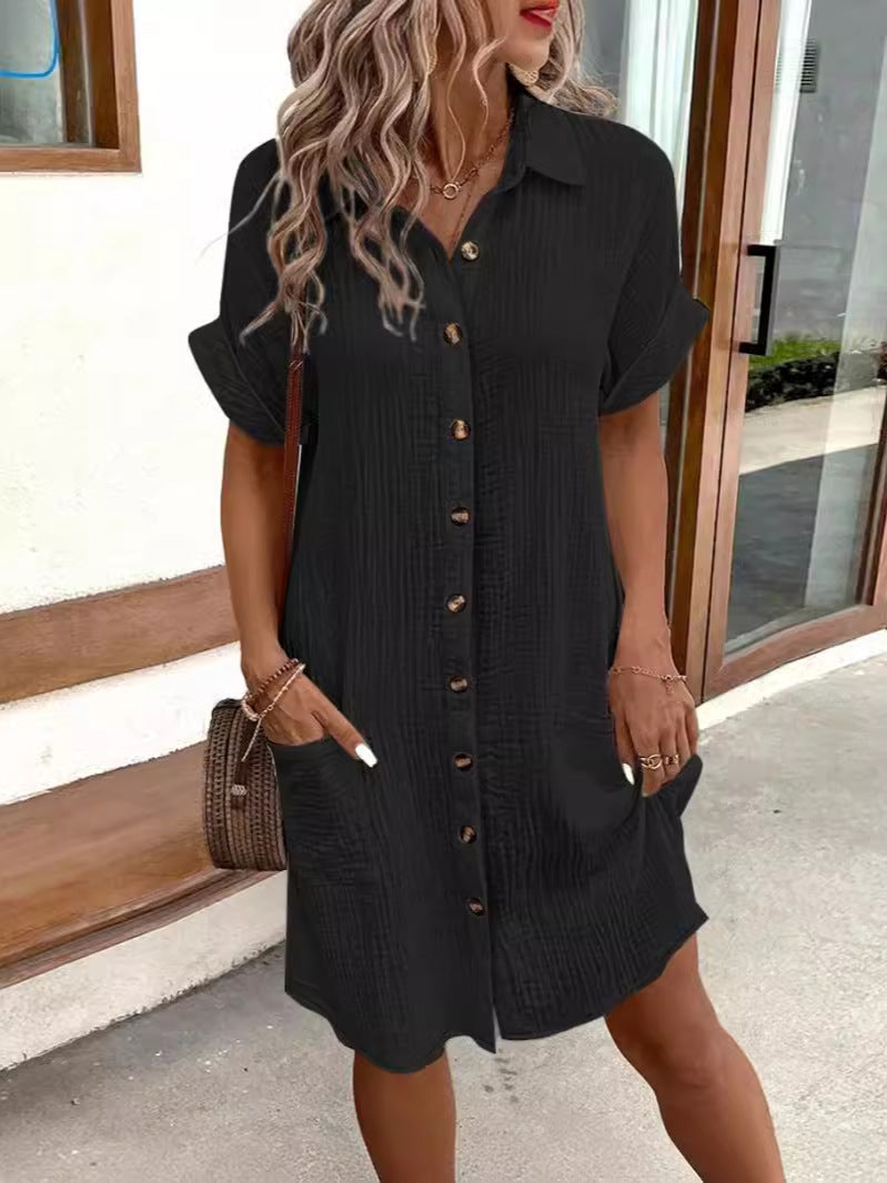 Summer V-Neck Button Dress 7