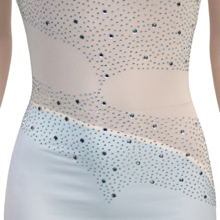 Winter Sexy White Beaded Mesh Patch Sleeveless Evening Dress 9