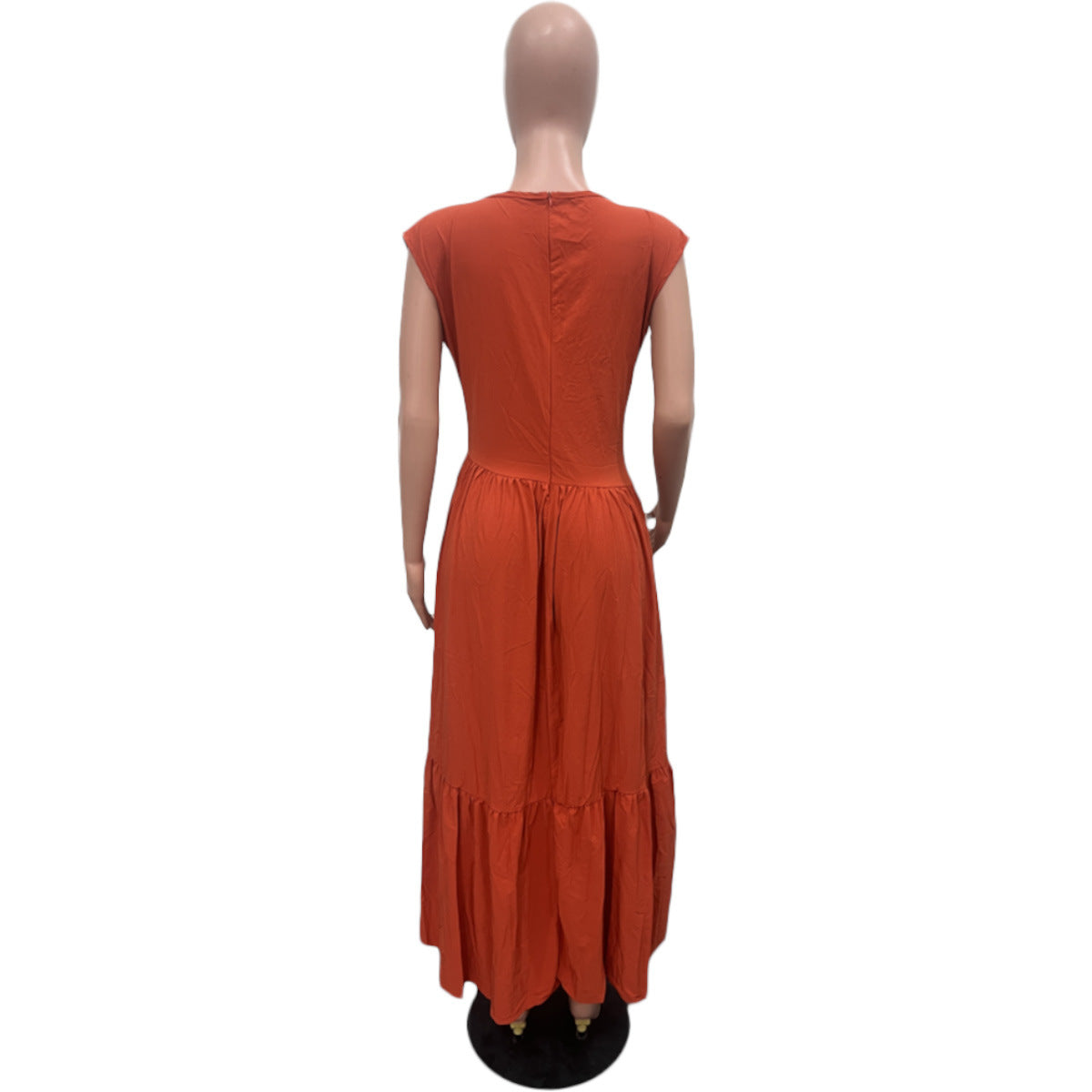 Women's Spring And Summer Solid Color Sleeveless Pleated Loose Long Dress 14