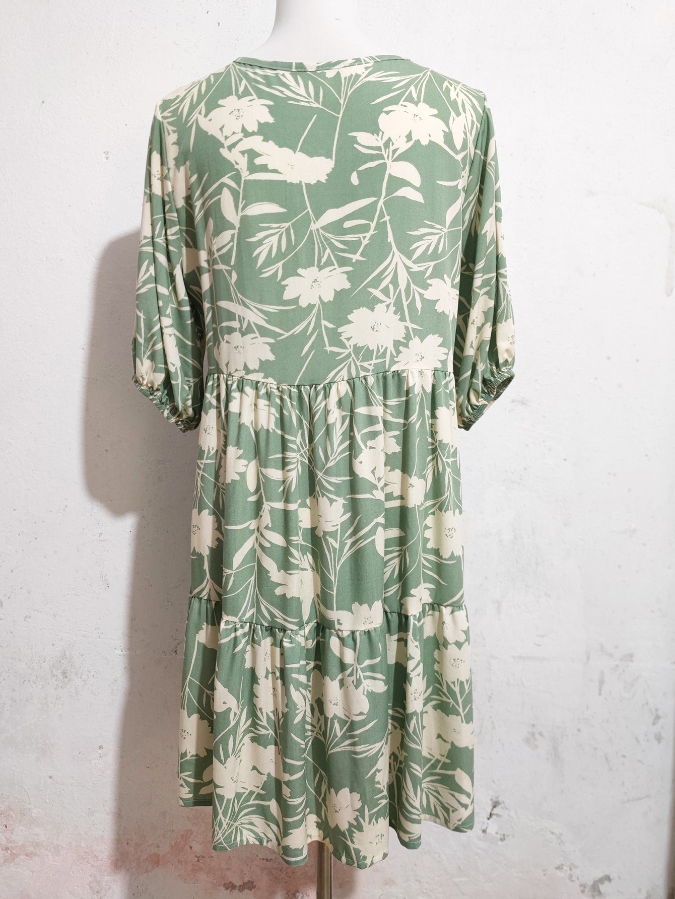 Women Print V Neck Short Sleeve Dress 8