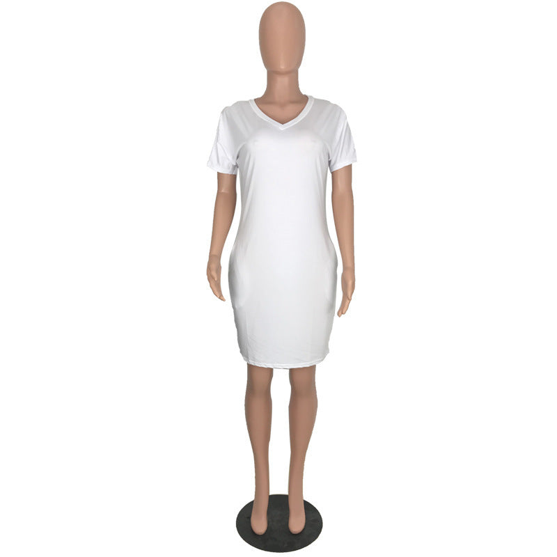 Women's V-Neck Solid Color Women's Fashion Dress 16