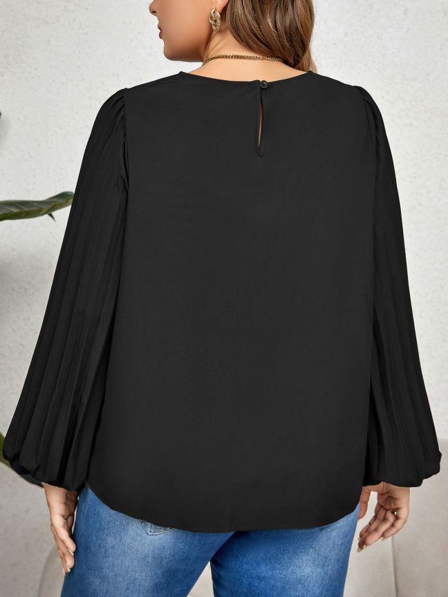 Women Solid Long Sleeve Round Neck Top 4