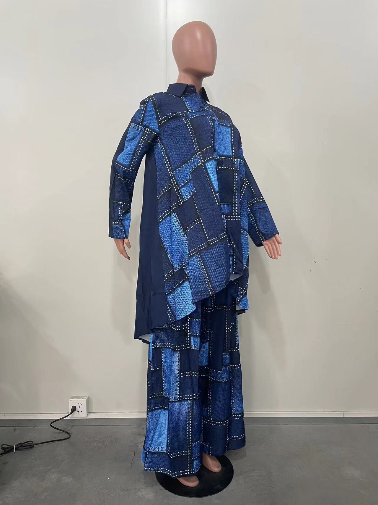 Spring Fall Women's Printed Loose Two-Piece Pants Set 6