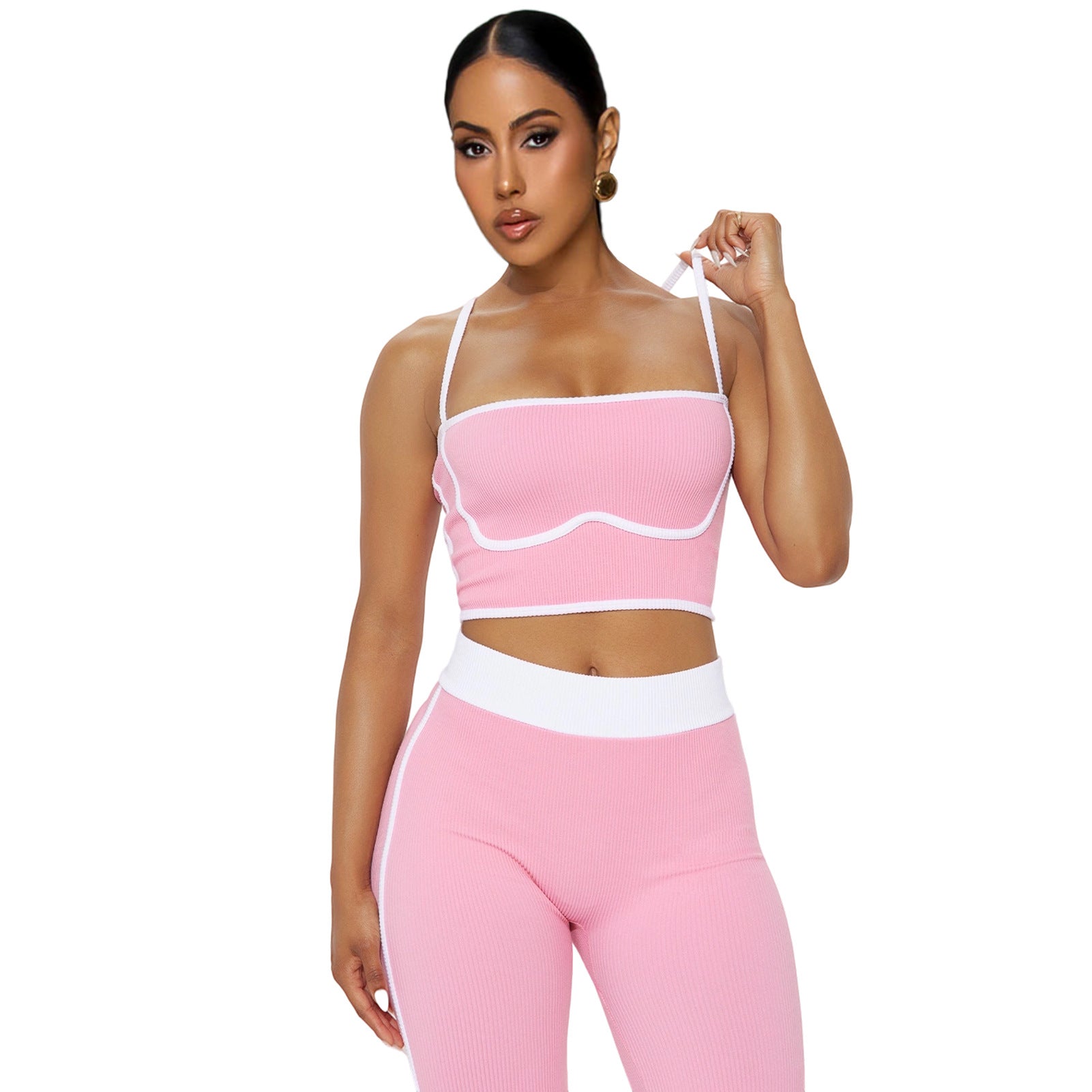 Women Sports Suspender Top and Pants Two-Piece Set 11