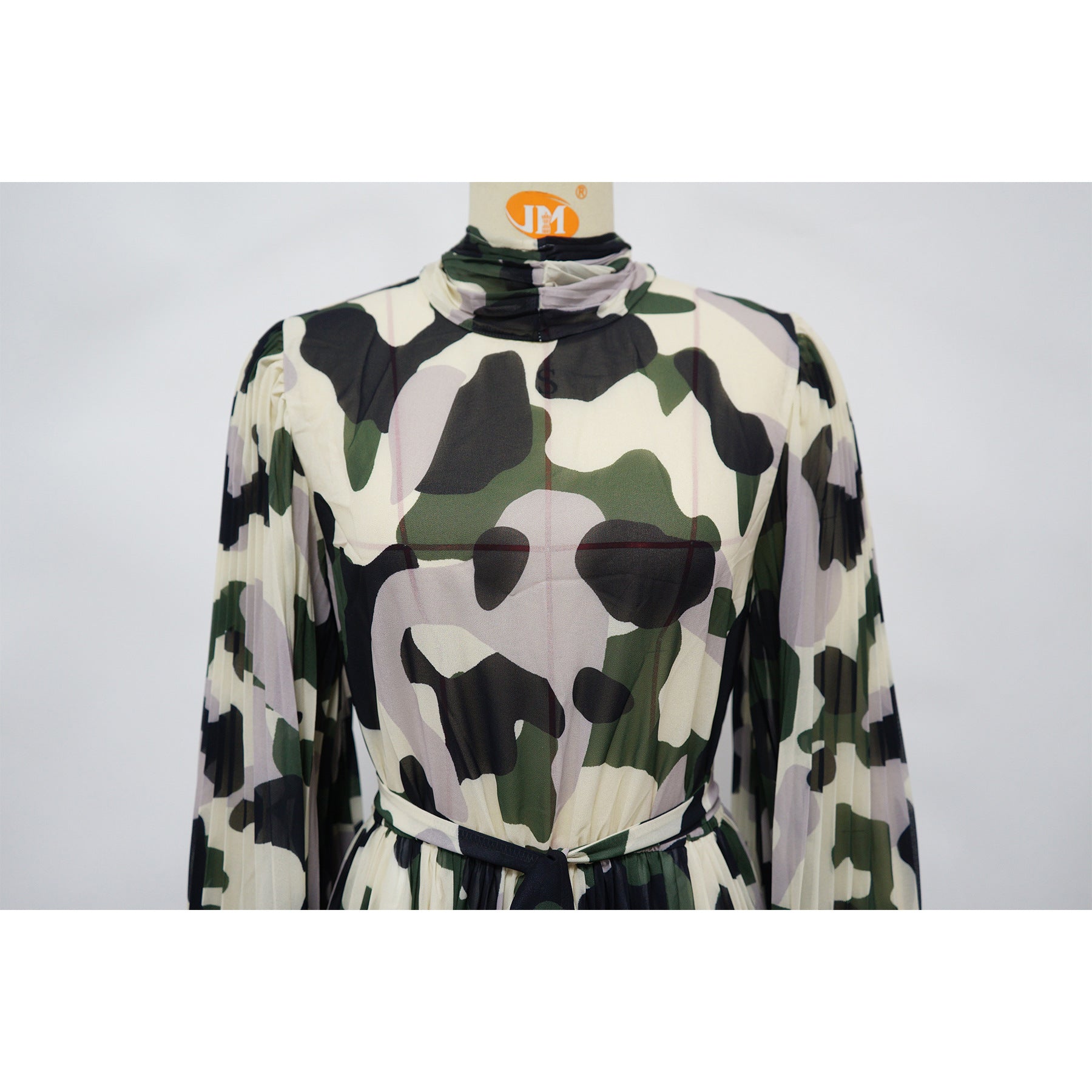 Women's African Plus Size Camouflage Loose Pleated Dress 9