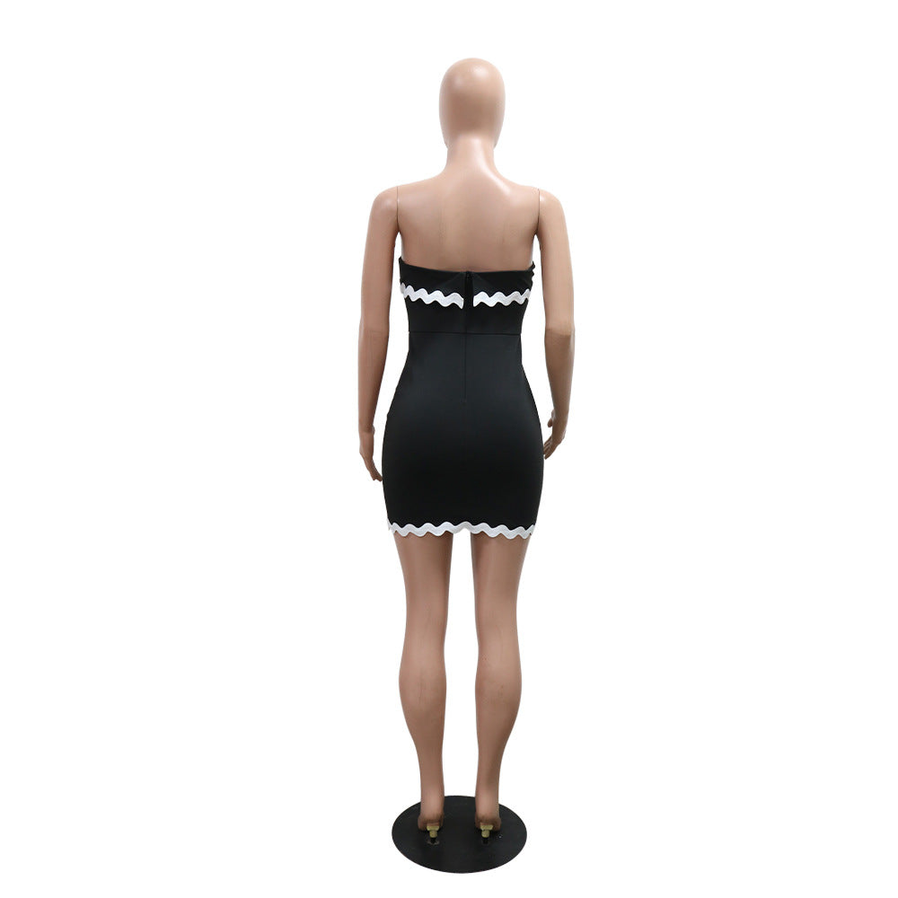 Women Fashion Strapless Slim Bodycon Evening Dress 7