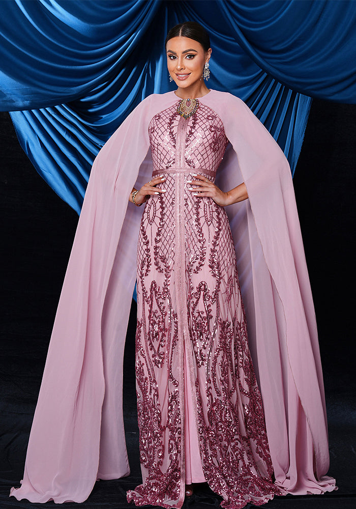 Women sexy Round Neck sequin Formal Party evening dress