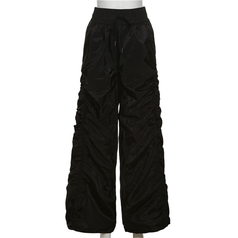 Summer women's fashion high waist Pleated loose casual pants 10