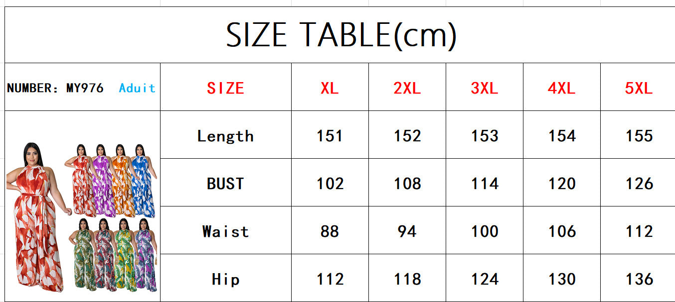 Plus Size Women Holidays Casual Print Jumpsuit 11