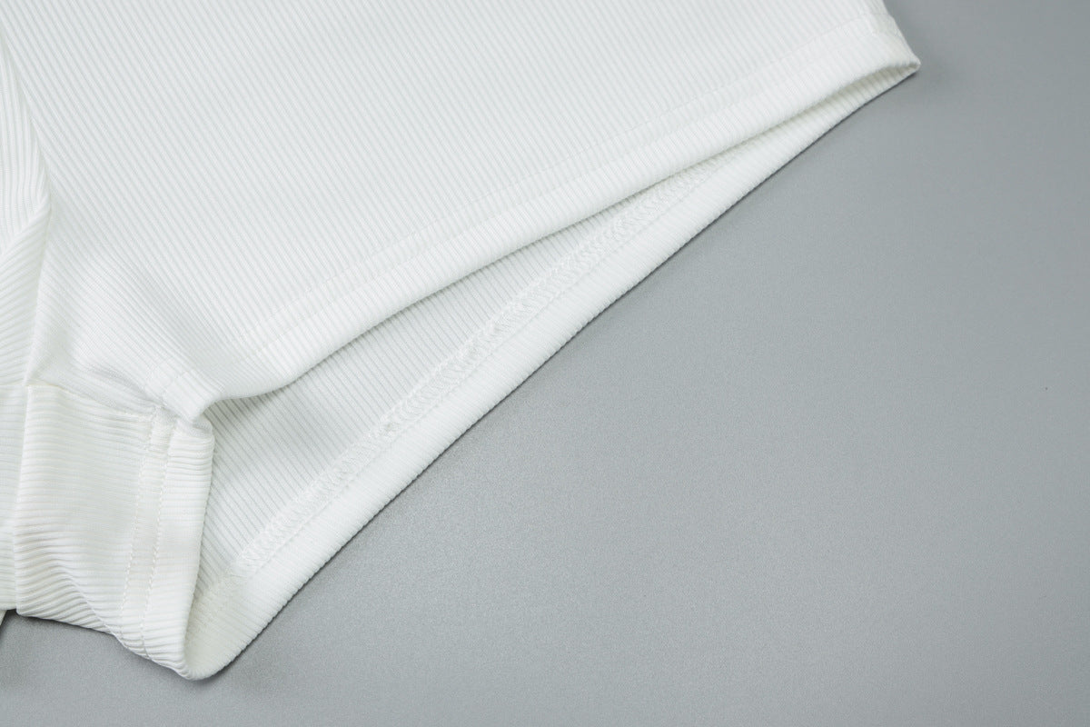 Women's summer fashion Beaded Crop vest slim sports Basic pants two piece set 11