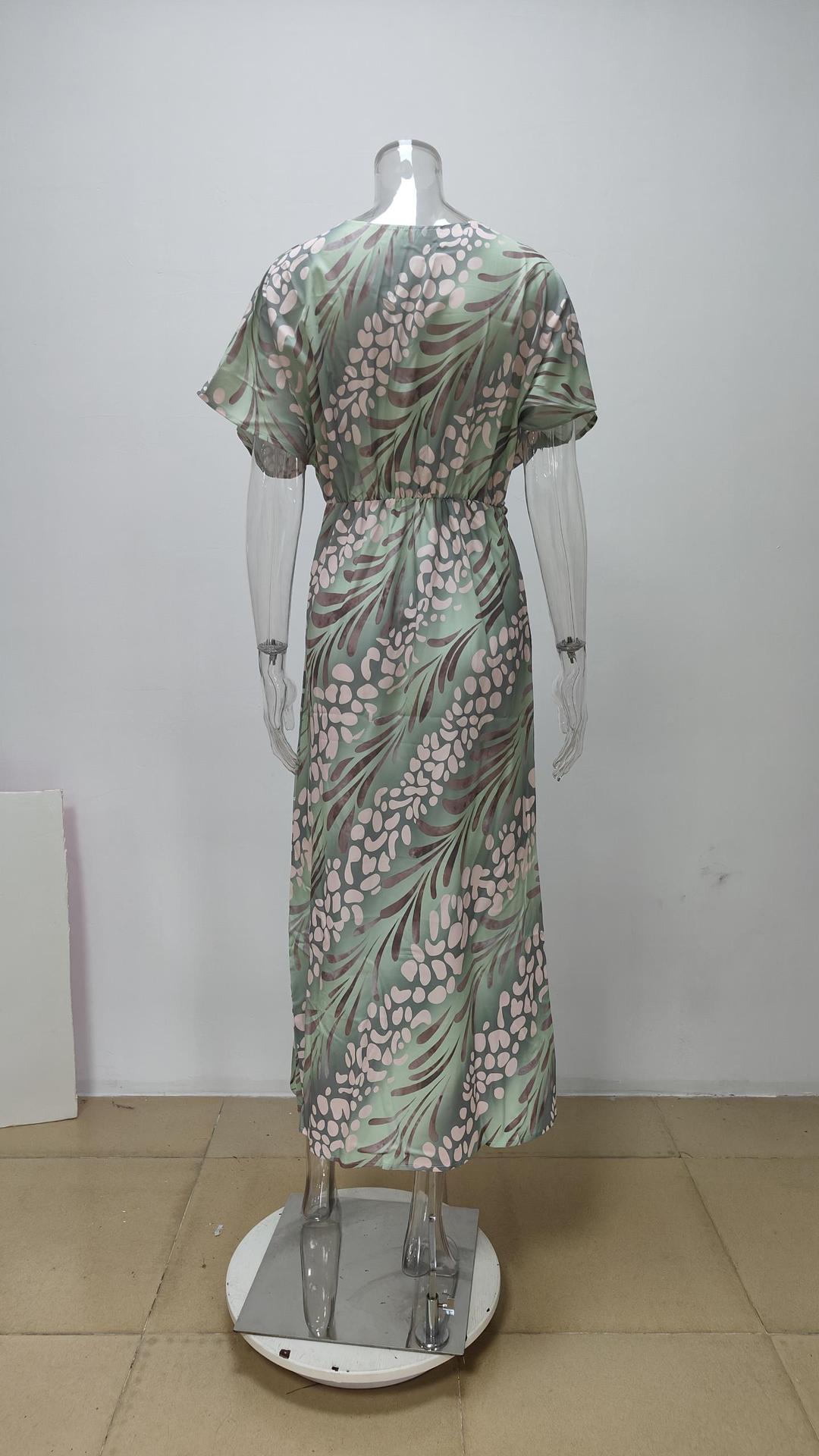 Summer women's fashion print sexy v-neck midi dress 6