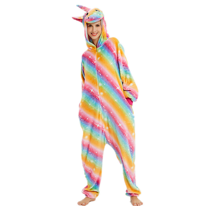 Exclusive flannel parent-child cartoon animal one-piece pajamas 7