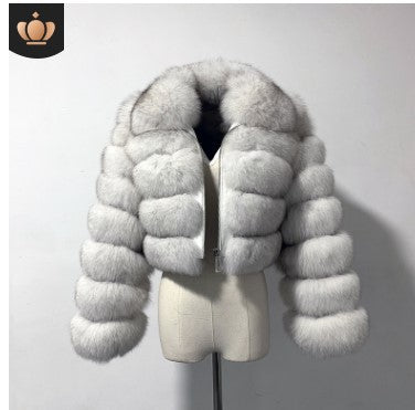 Long Sleeve Turndown Collar Faux Fur Women's Jacket 18