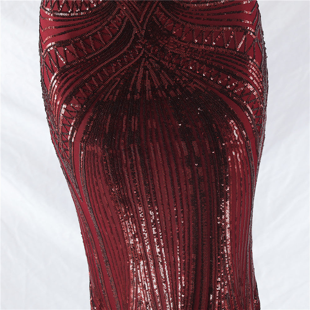 Plus size Women sequined formal party maxi evening dress 58