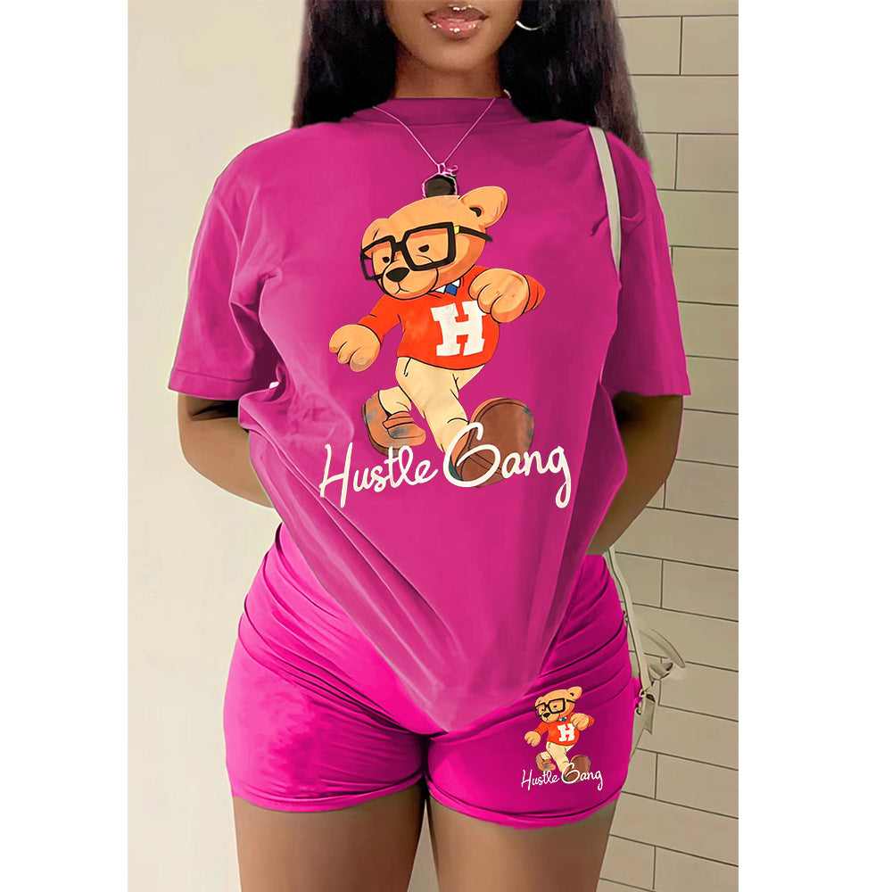 Standard size women's t-shirt shorts suit tracksuit two pieces