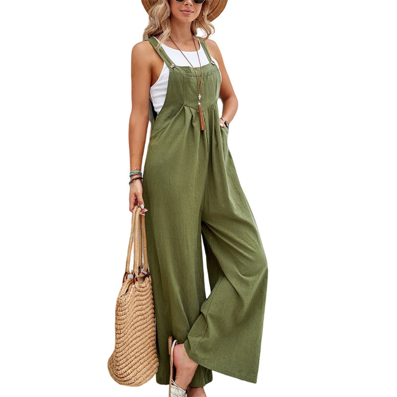 Women Solid Casual Overalls 18