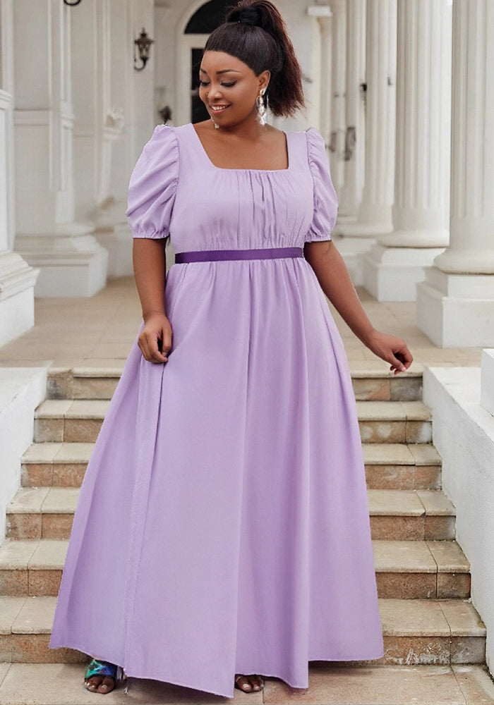 Puff Sleeve High Waist Ball Dress Elegant Plus Size Evening Gown