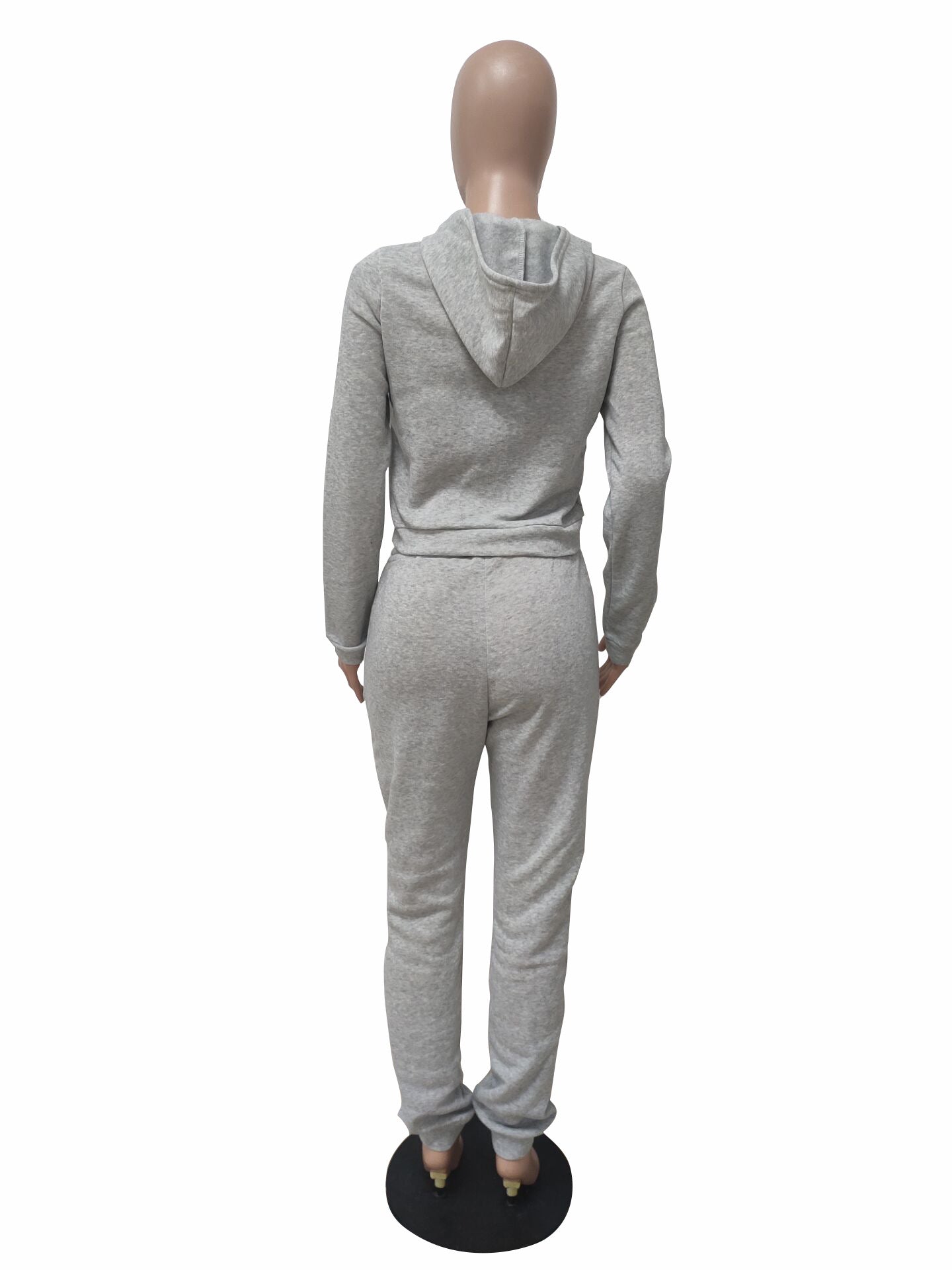 Women Fall/Winter Solid Hoodies and Pant Sport Two-Piece Set 23