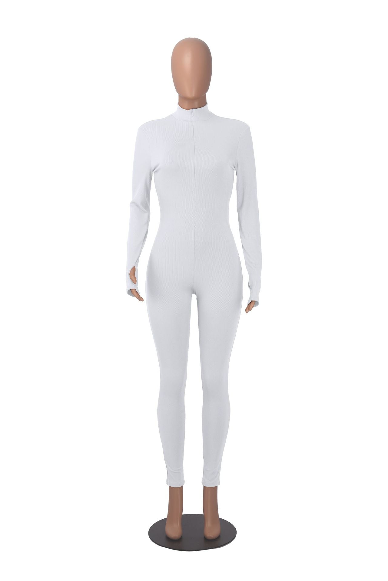 Women Fall Ribbed Zip Sport Jumpsuit 20