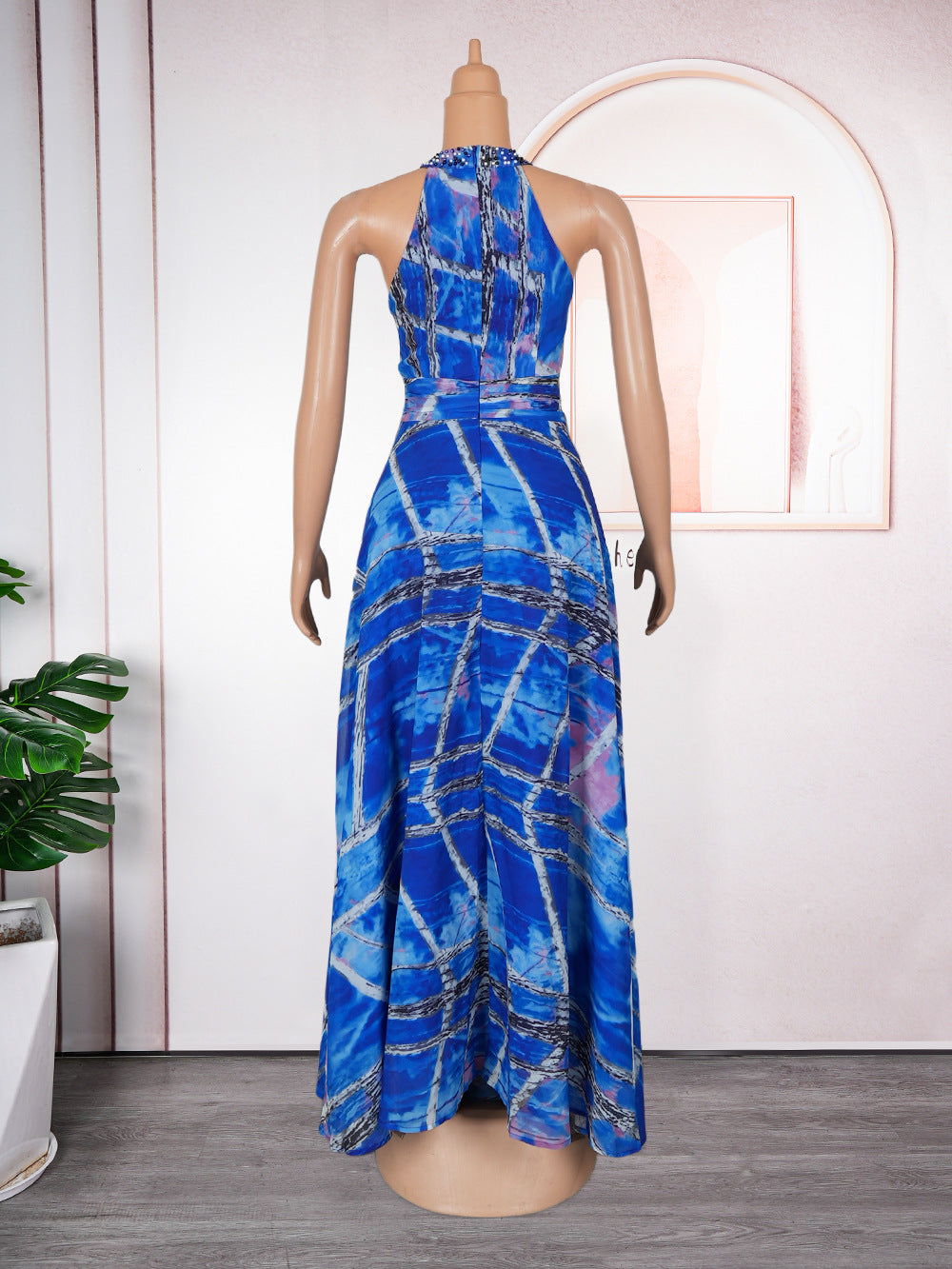 Plus Size Women Off-shoulder Spring and Summer African Print Bubble Bead Maxi Dress 10