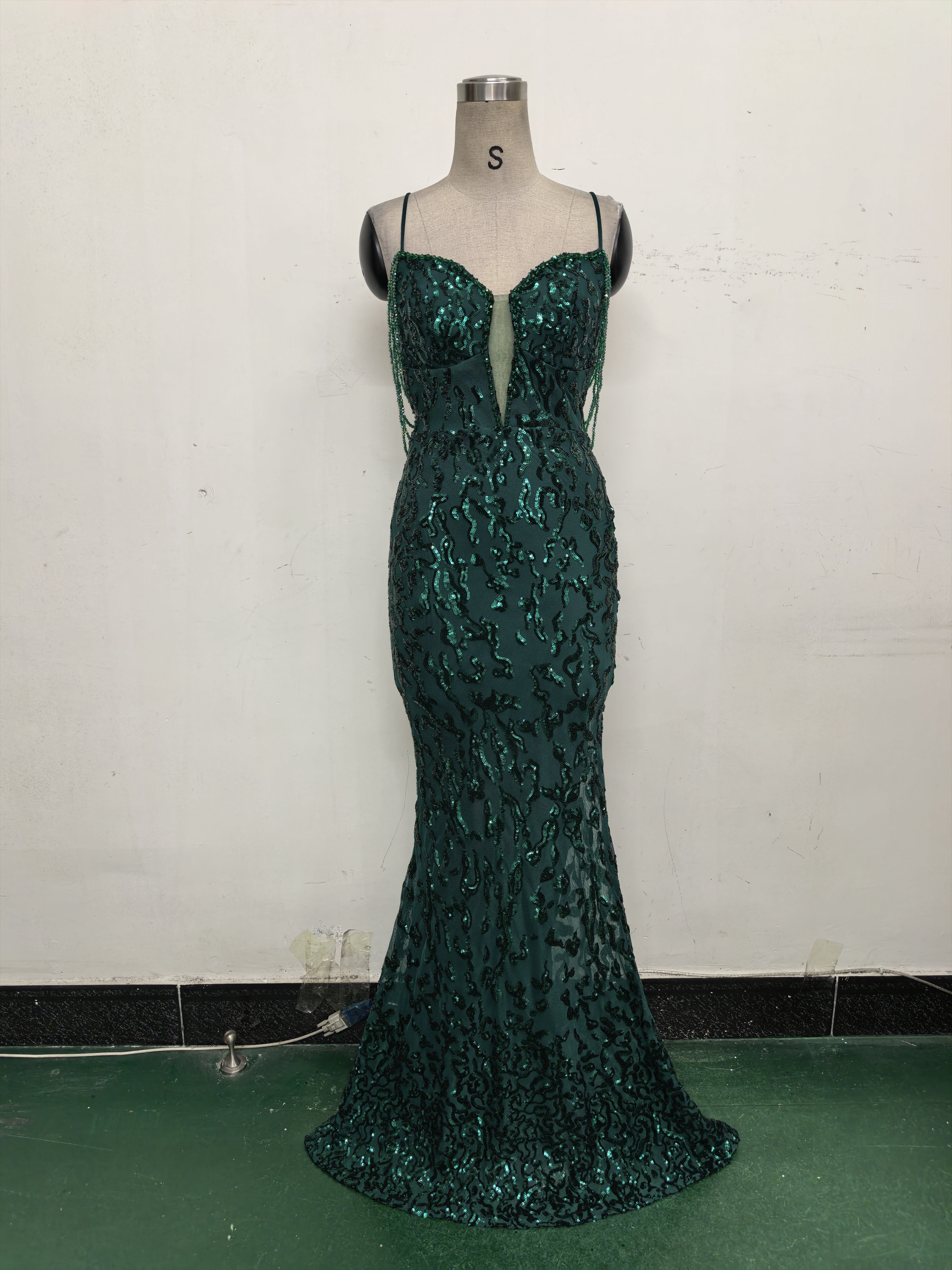 Women crystal diamond sequin embroidery Formal Party evening dress 42