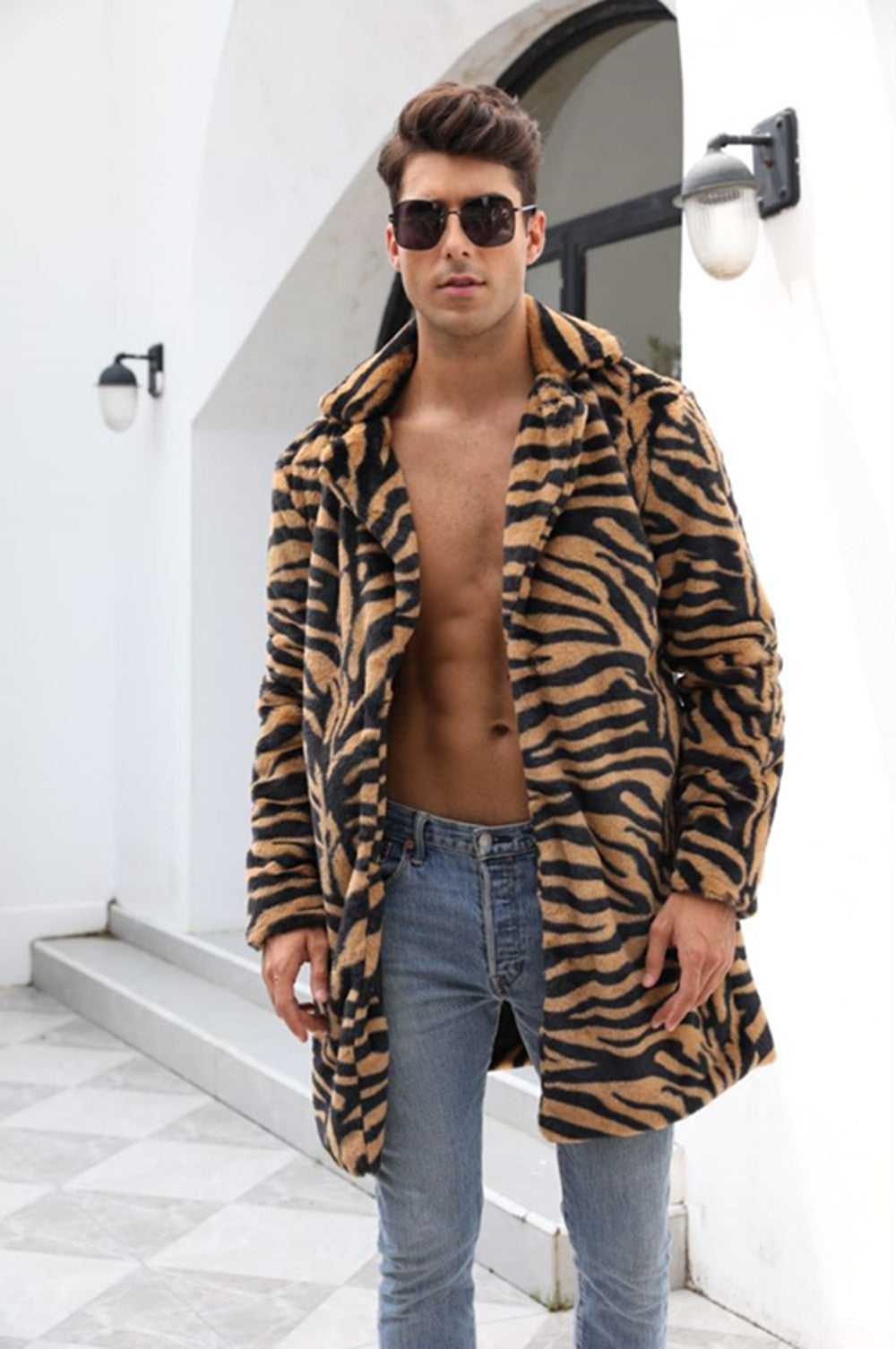 Men's Autumn and Winter Warm Furry Long Jacket 5