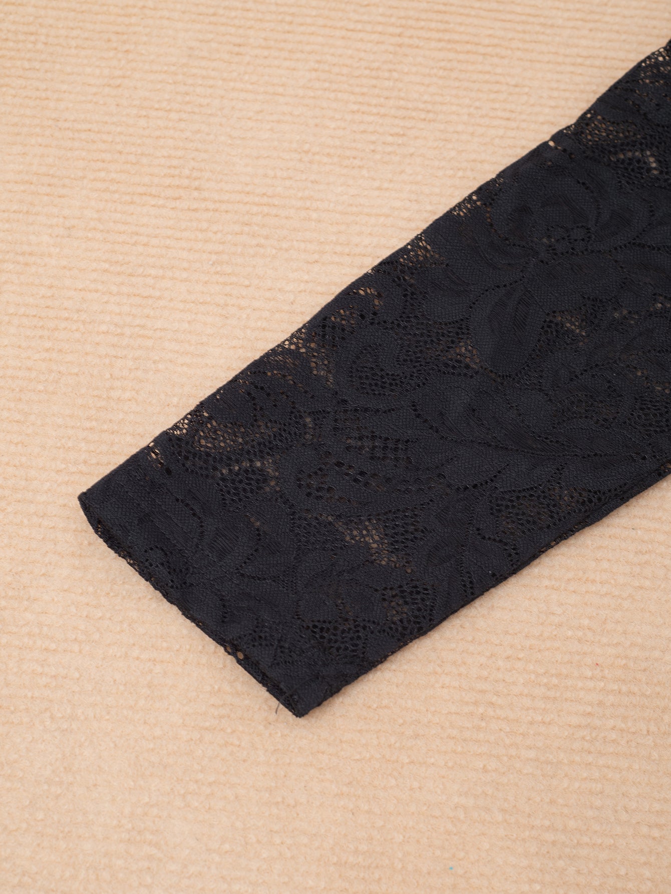 Elegant Slim Lace Patchwork Sleeve Black Ruffle Career Dress 5