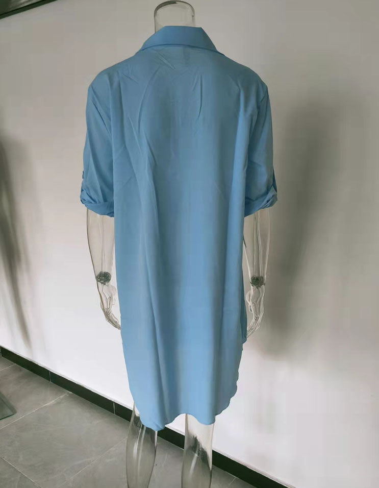 Spring And Summer Women'S Deep V-Neck Chiffon Shirt Sunscreen Shirt Dress 17