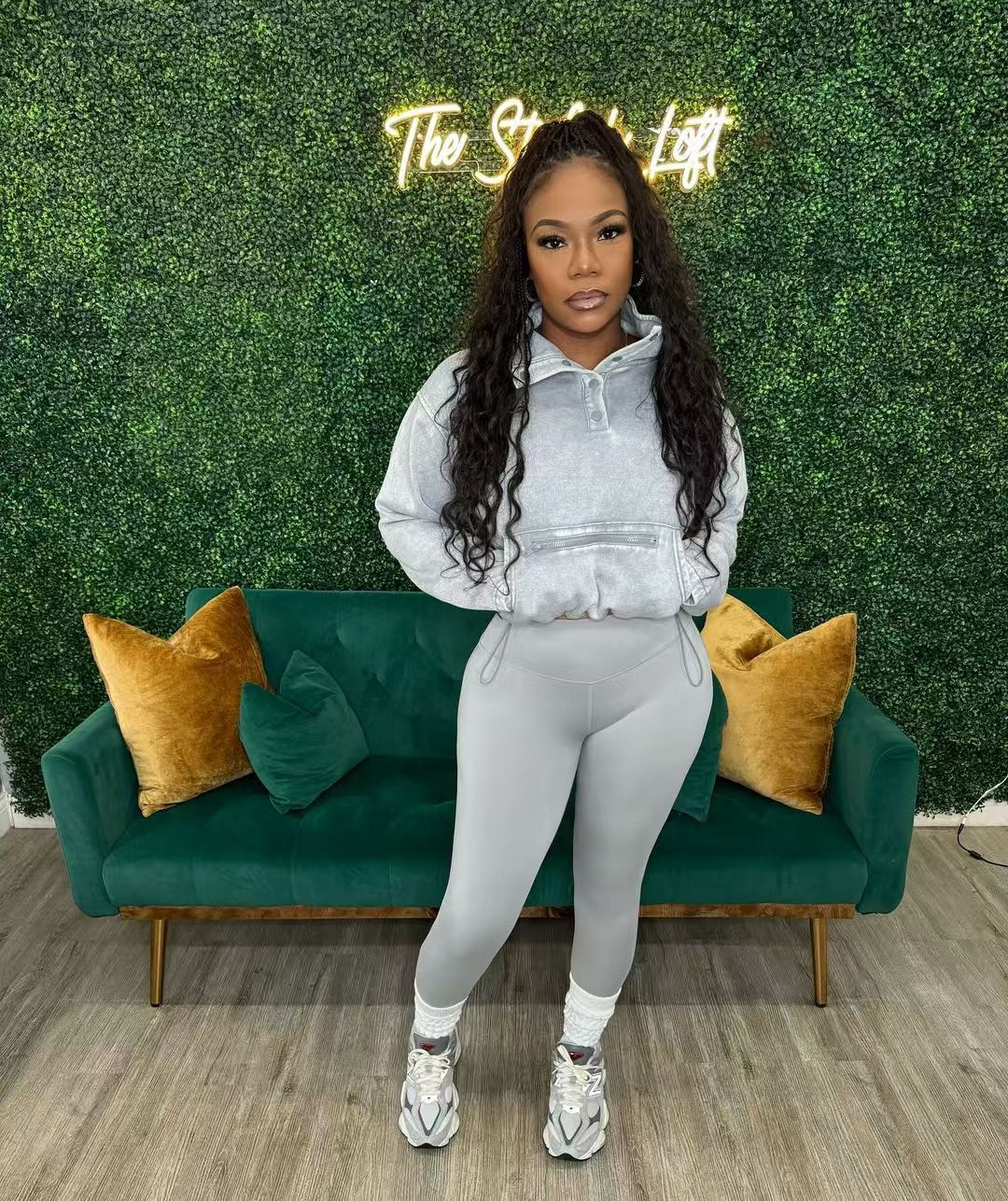 Women washed long-sleeved zipper pocket top and Pants Two Piece Set 7