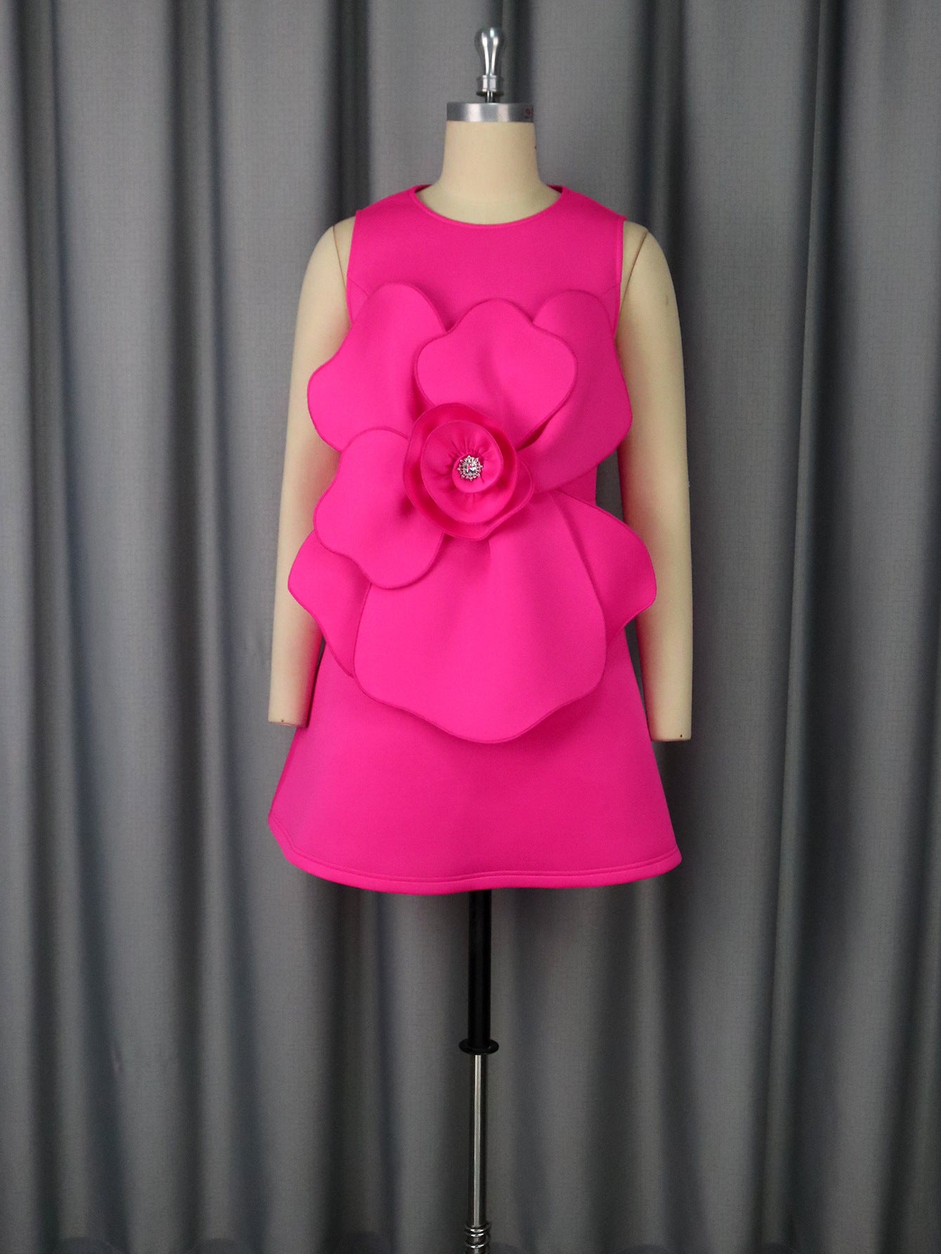 Women Round Neck sleeveless party dress 3