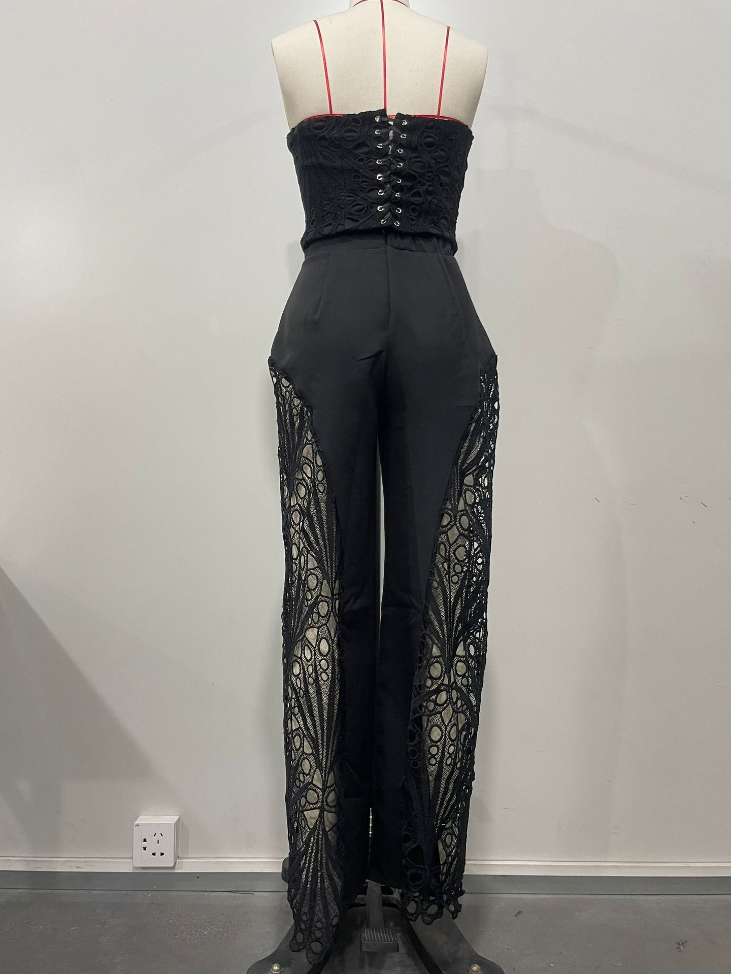 Women Lace Strapless Top and Pant Two-piece Set 13