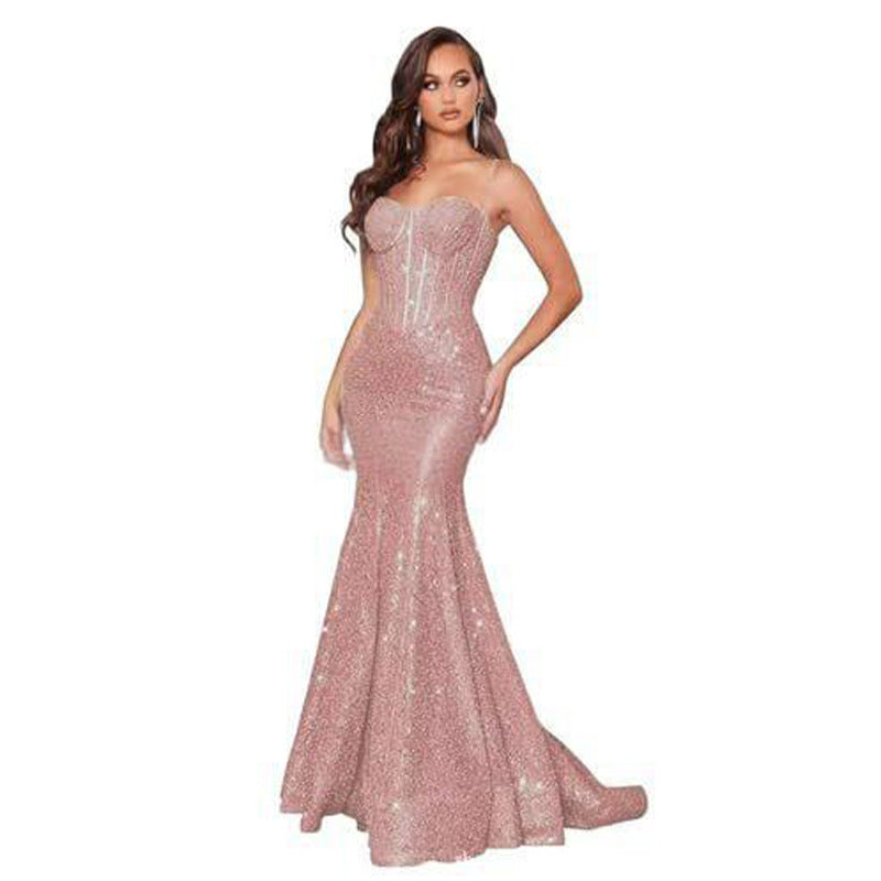 Women Solid Strapless Formal Party Fishtail Evening Dress（Processing time need 3-6 days） 25