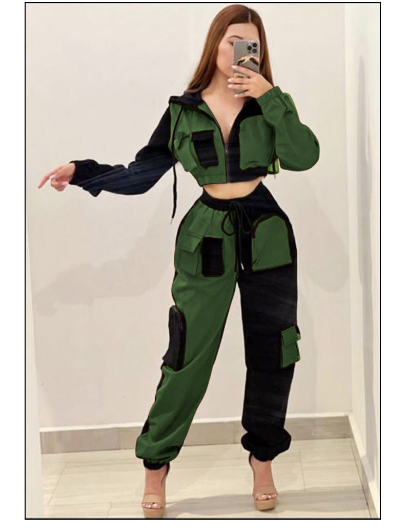 Women Double-piece hooded Top and trousers Casual Two Piece Set 9