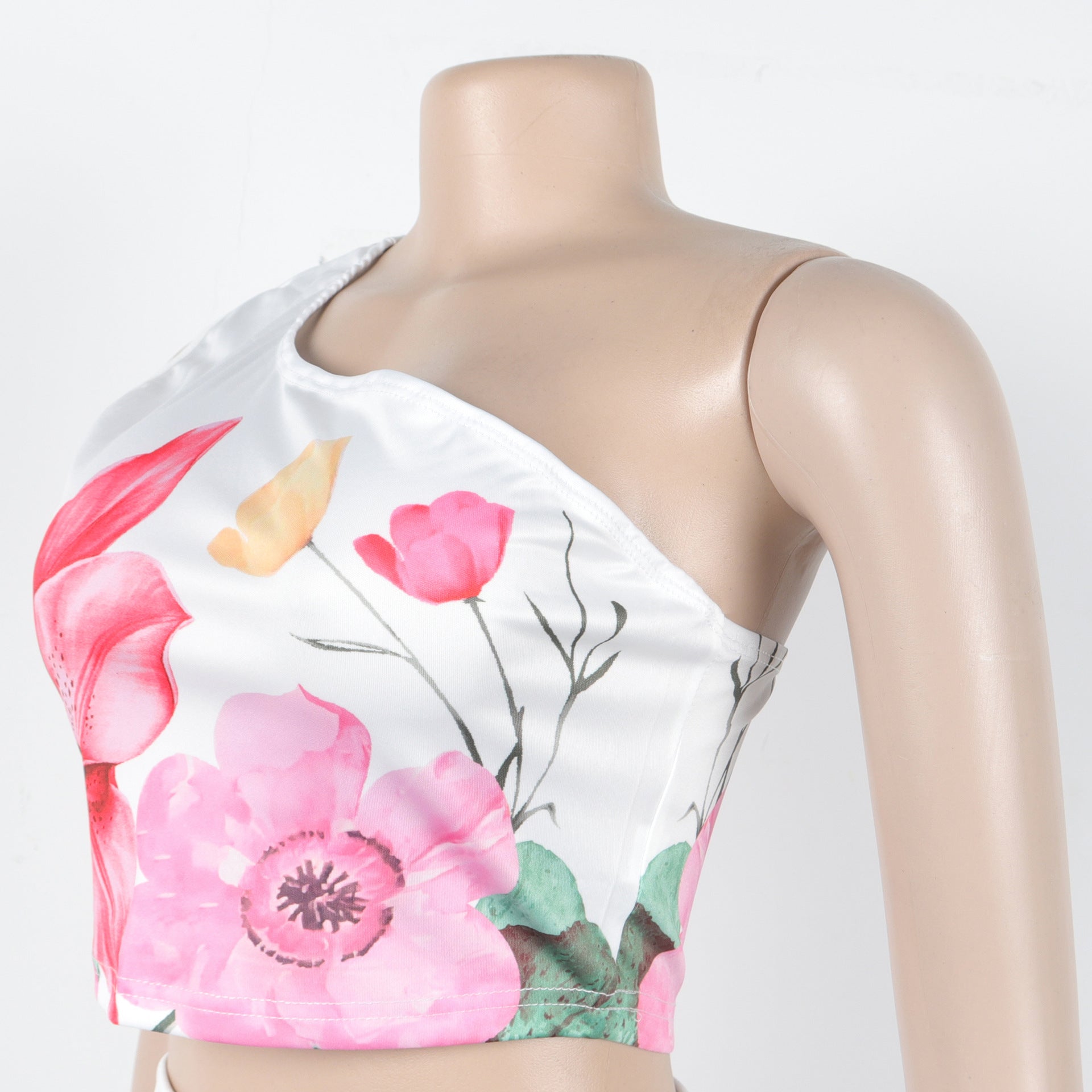 Women Elegant Stretchy Slash Shoulder Top and Wide Leg Pants Two Piece Set 14