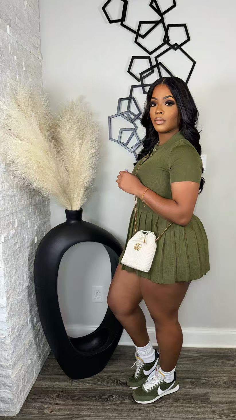 Women Top and Pleated Skirt Knitting Casual Two-piece Set 3