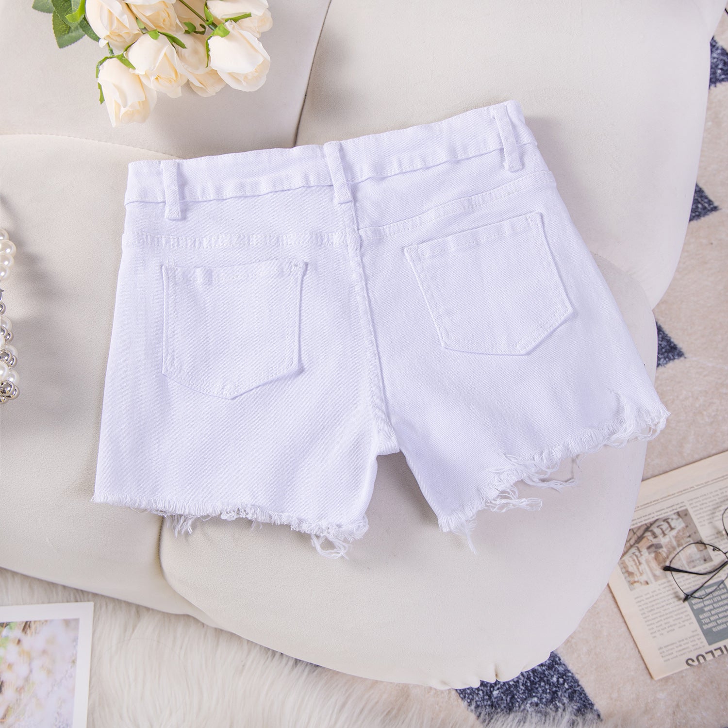 Sexy Casual High-Waist Plus Size Ripped Denim Shorts 27