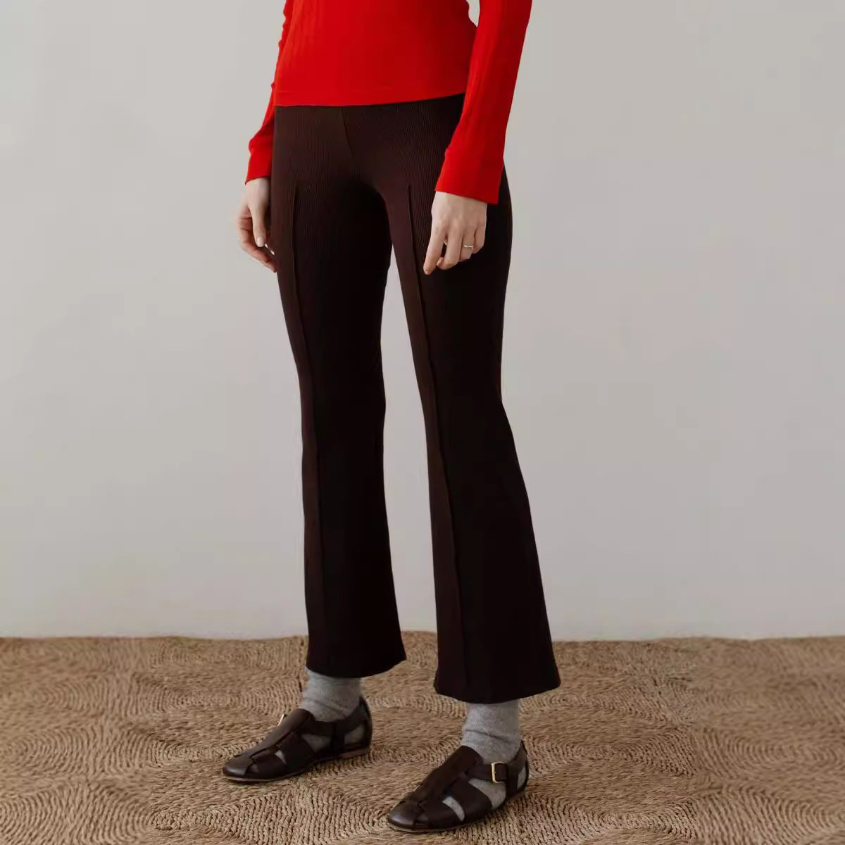 Women Casual Ribbed Bell Bottom Pant 9