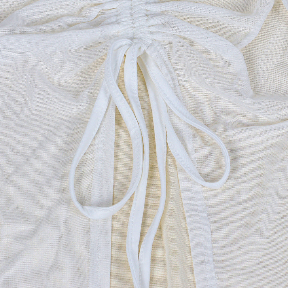 Women Sexy Suspender Crop Top and Slit Skirt Two-piece Set 23