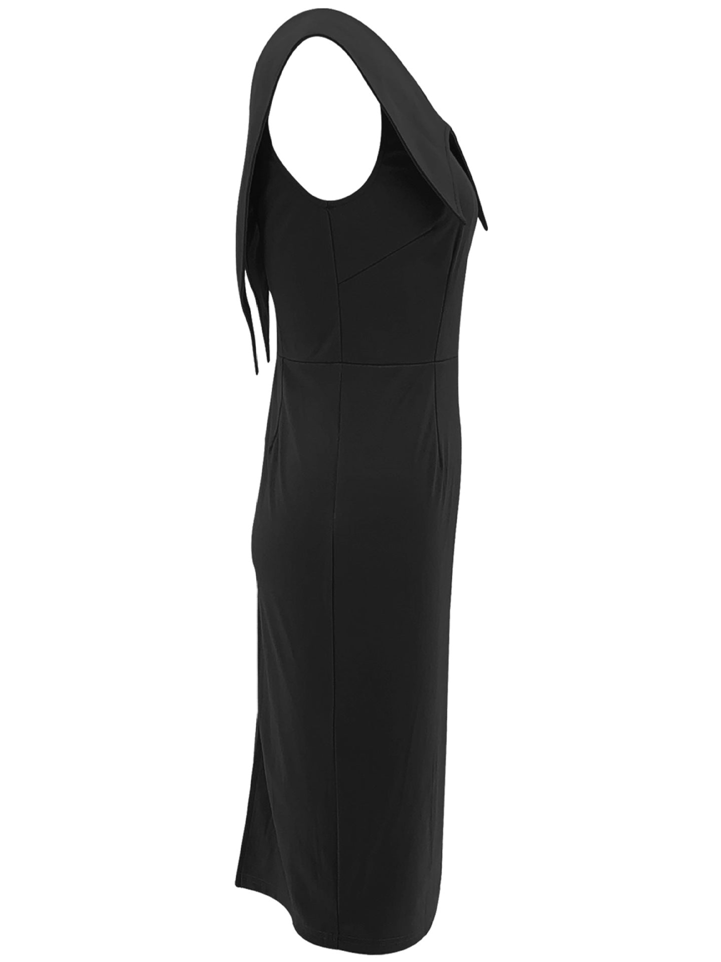 Women's Sleeveless Square Neck Zipper Slit Office Dress 12