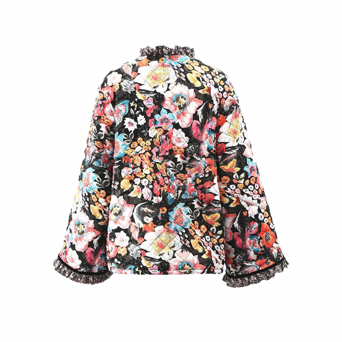 Women Autumn and Winter Printed Casual Bell Bottom Sleeve Jacket 5