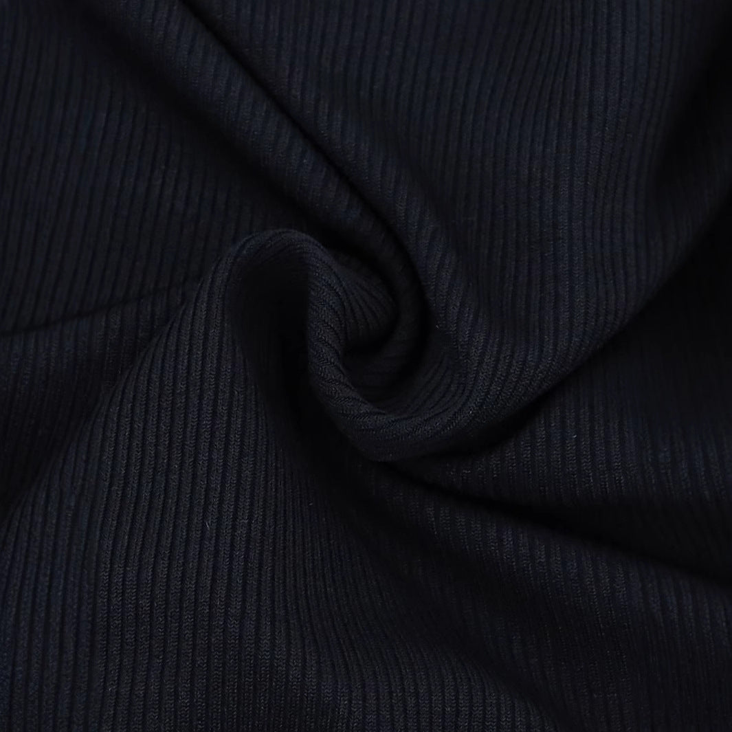 Women Spring Turndown Collar Black and White Patchwork Turndown Collar Wave Long Sleeve Shirt 5