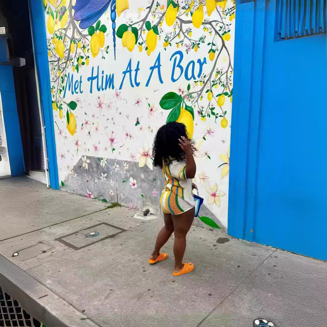 Women's Sexy Hollow See-Through Turndown Collar Knitting Two Piece Shorts Set 12