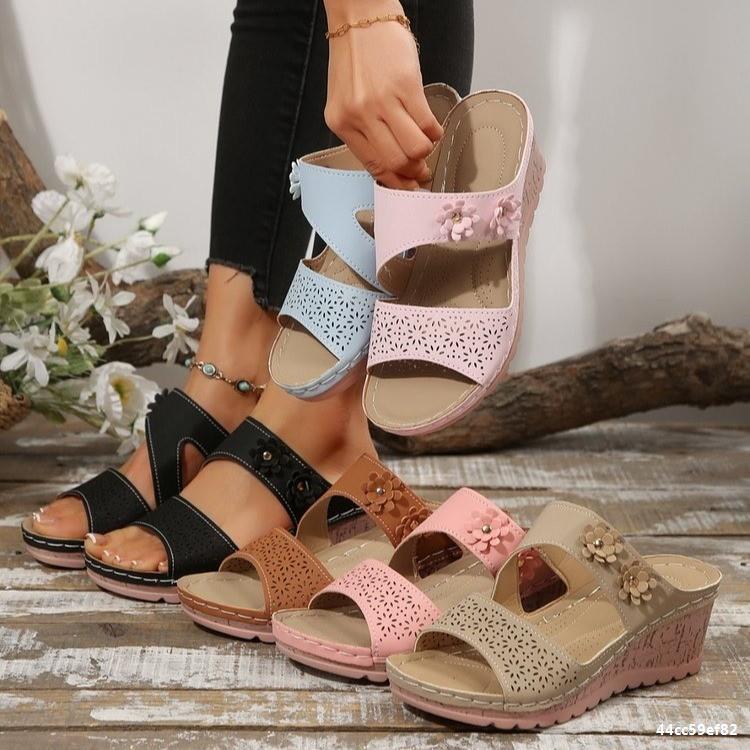 Plus Size women's stitching wedge heel sandals 9
